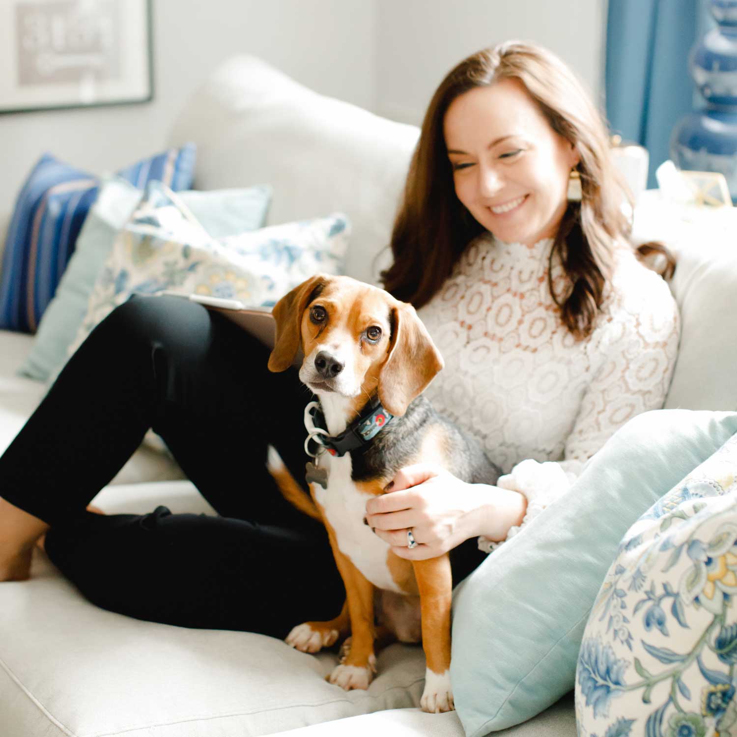Charlotte web designer with dog