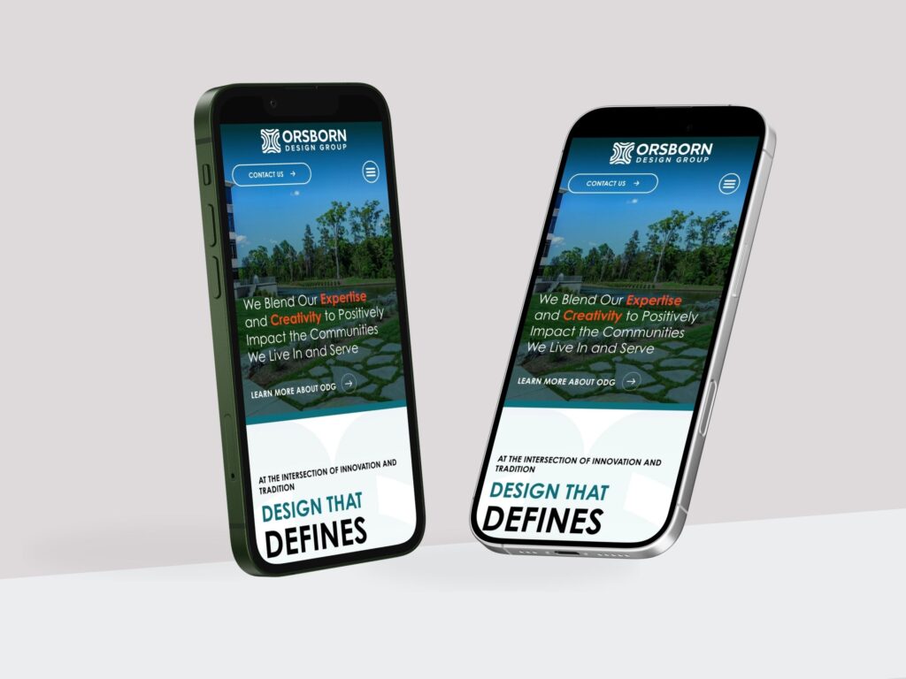 Orsborn Design Group responsive website displayed on smartphones