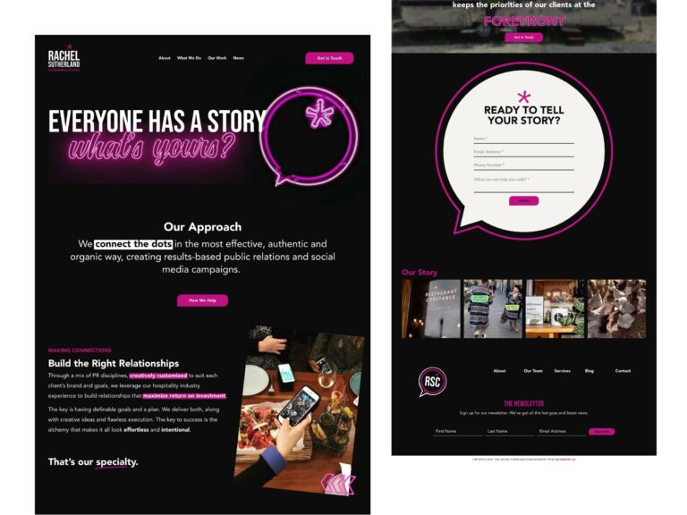 Charlotte Public relations company website with storytelling focus.