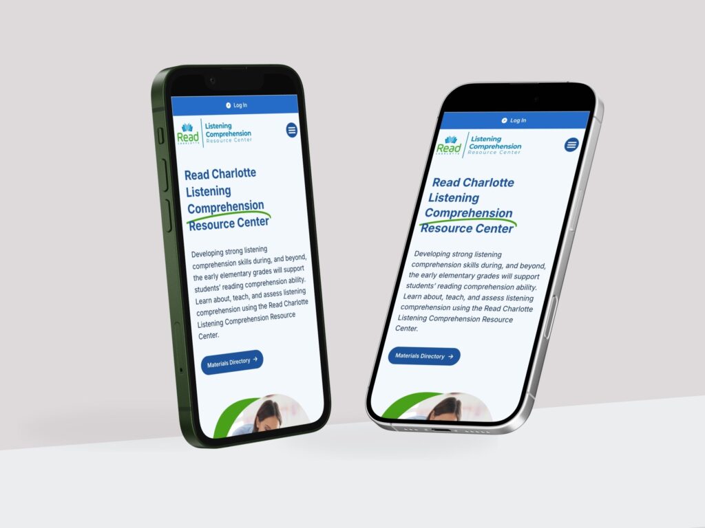 Two smartphones displaying education resource website homepage