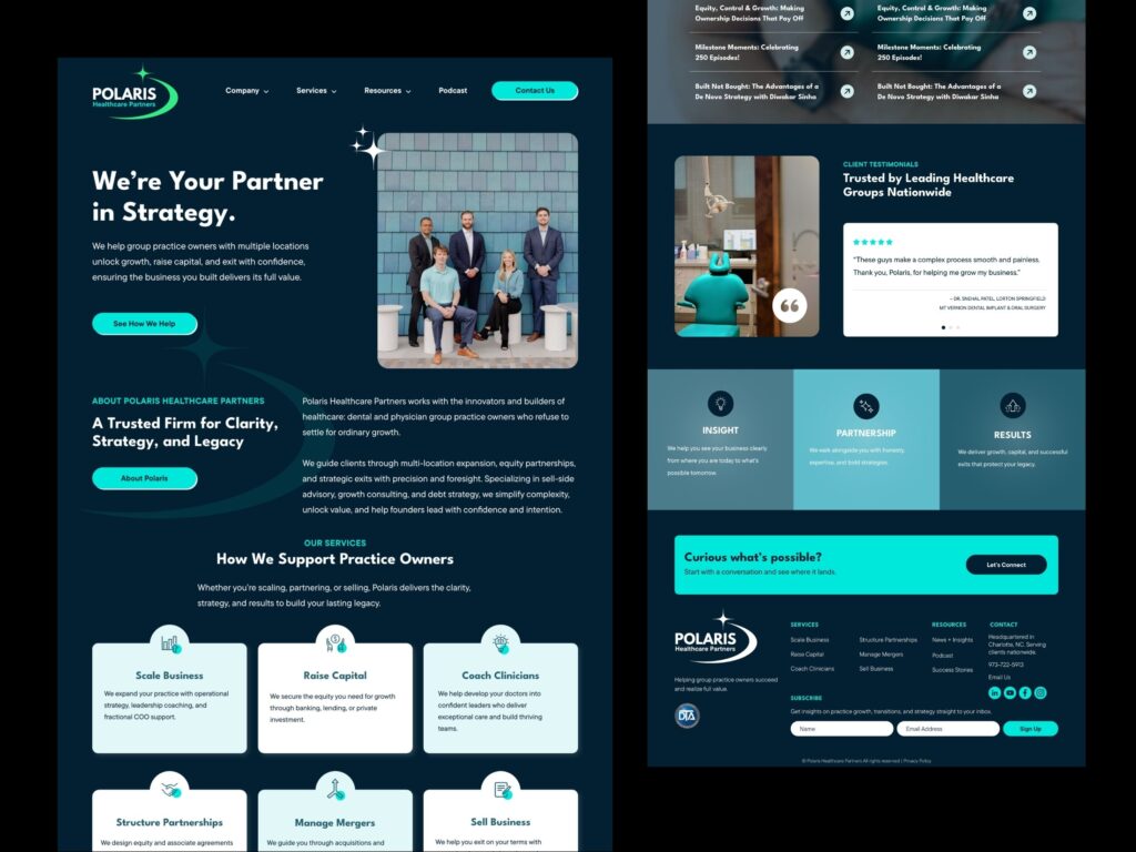 Polaris Healthcare Partners website homepage design