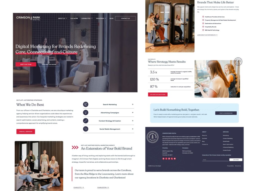 Crimson Park Digital marketing agency website homepage
