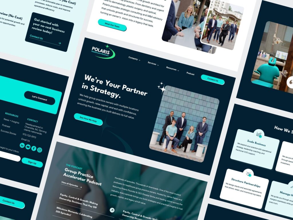 Polaris Healthcare Partners website design mockup collage