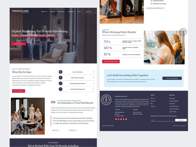 Crimson Park Digital marketing agency website homepage design